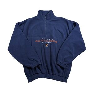 UVA University Of Virginia Cavaliers Fleece Quarter Zip Y2K Spellout College 2XL
